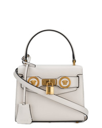 Белая кожаная сумка через плечо с украшением от Versace