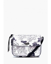 Белая кожаная сумка через плечо с цветочным принтом от Eleganzza