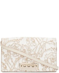 Белая кожаная сумка через плечо с цветочным принтом от Zac Posen