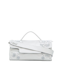 Белая кожаная сумка через плечо с цветочным принтом от Zanellato