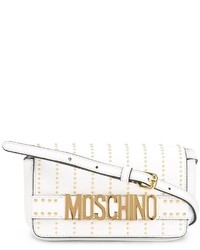 Белая кожаная сумка через плечо с шипами от Moschino