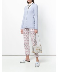 Белая кожаная сумка через плечо от Prada