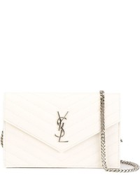 Белая кожаная сумка через плечо от Saint Laurent