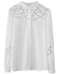 Белая кружевная блуза на пуговицах