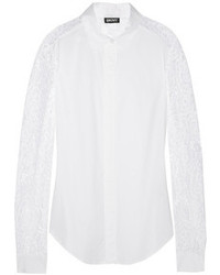 Белая кружевная блуза на пуговицах от DKNY