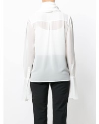 Белая кружевная блуза на пуговицах от Stefano De Lellis