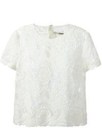 Белая кружевная блуза с коротким рукавом от Ermanno Scervino