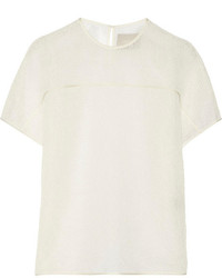 Белая кружевная блуза с коротким рукавом от Jason Wu