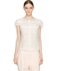 Белая кружевная блуза с коротким рукавом от Nina Ricci