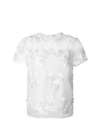 Белая кружевная блуза с коротким рукавом от P.A.R.O.S.H.