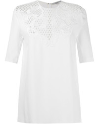 Белая кружевная блуза с коротким рукавом от Stella McCartney