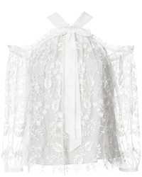 Белая кружевная блузка с вышивкой от Needle & Thread
