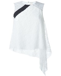 Белая кружевная блузка с вышивкой от Peter Pilotto