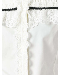 Белая кружевная блузка с длинным рукавом с рюшами от Gucci