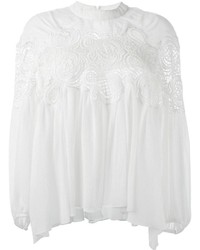 Белая кружевная блузка с длинным рукавом от Chloé