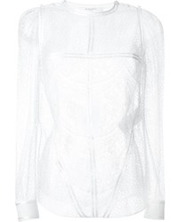 Белая кружевная блузка с длинным рукавом от Givenchy