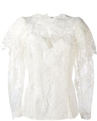 Белая кружевная блузка с длинным рукавом от Lanvin