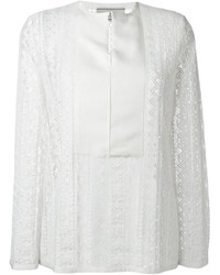 Белая кружевная блузка с длинным рукавом от Lanvin