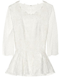 Белая кружевная блузка с длинным рукавом от Oscar de la Renta