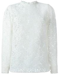 Белая кружевная блузка с длинным рукавом от Saint Laurent