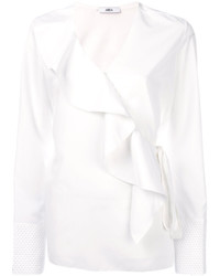 Белая кружевная блузка с рюшами от Area