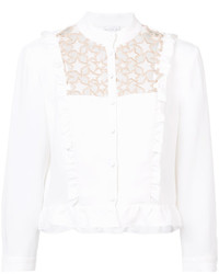 Белая кружевная блузка с рюшами от Fleur Du Mal