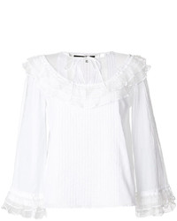Белая кружевная блузка с рюшами от MCQ