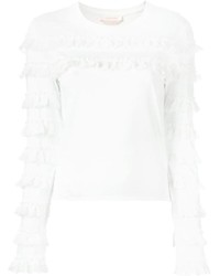Белая кружевная блузка с рюшами от See by Chloe