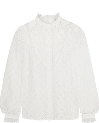 Белая кружевная блузка с рюшами от Vilshenko