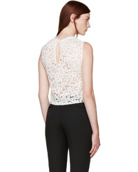 Белая кружевная блузка с цветочным принтом от Saint Laurent