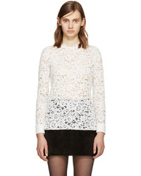 Белая кружевная блузка от Saint Laurent