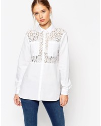 Женская белая кружевная классическая рубашка от Asos
