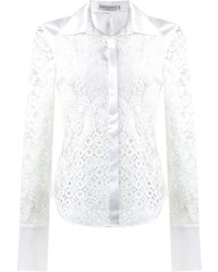Женская белая кружевная классическая рубашка