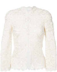 Женская белая кружевная куртка от Oscar de la Renta