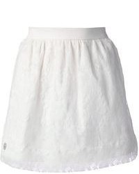 Белая кружевная мини-юбка от Philipp Plein