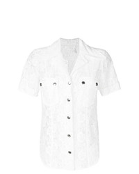 Женская белая кружевная рубашка с коротким рукавом от Chloé