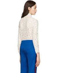 Женская белая кружевная рубашка от Gucci