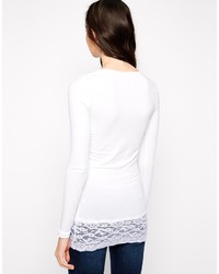Женская белая кружевная футболка с длинным рукавом от Only