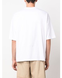 Мужская белая кружевная футболка с круглым вырезом с вышивкой от Lanvin