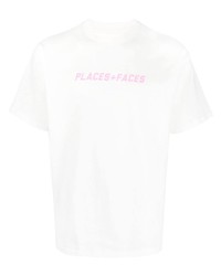 Мужская белая кружевная футболка с круглым вырезом с принтом от PLACES+FACES