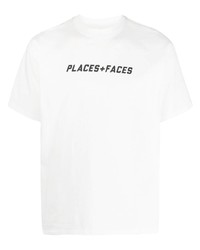 Мужская белая кружевная футболка с круглым вырезом с принтом от PLACES+FACES