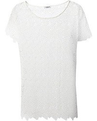 Женская белая кружевная футболка с круглым вырезом от Cacharel