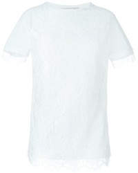 Женская белая кружевная футболка с круглым вырезом от Christopher Kane