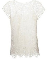 Женская белая кружевная футболка с круглым вырезом от Dolce & Gabbana