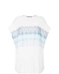 Женская белая кружевная футболка с круглым вырезом от Ermanno Ermanno