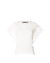 Женская белая кружевная футболка с круглым вырезом от Ermanno Scervino