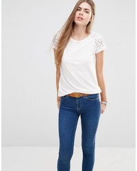Женская белая кружевная футболка с круглым вырезом от Jack Wills