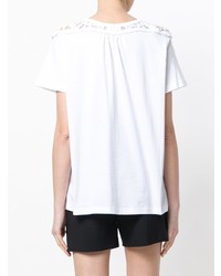 Женская белая кружевная футболка с круглым вырезом от Chloé