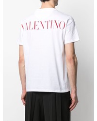 Мужская белая кружевная футболка с круглым вырезом от Valentino