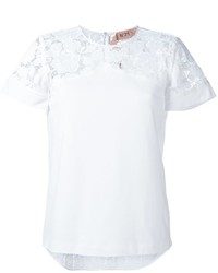 Женская белая кружевная футболка с круглым вырезом от No.21